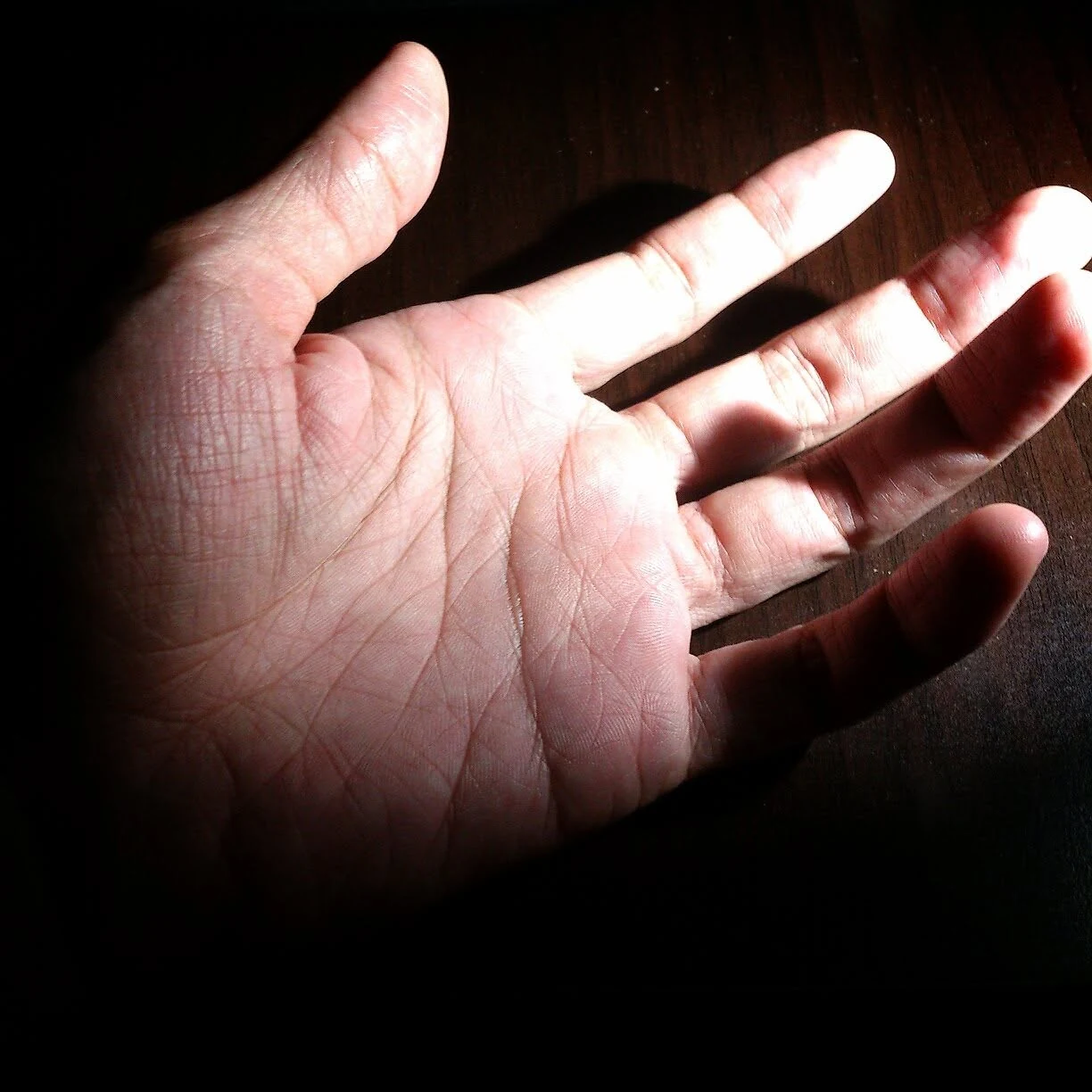 光照下的手掌與掌紋